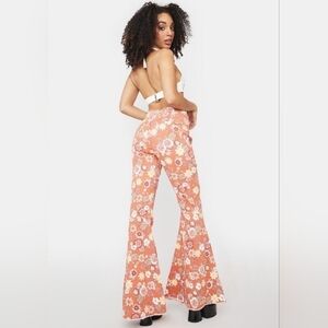 Altar'd State Orange and White Boot Cut Floral Jumpsuit